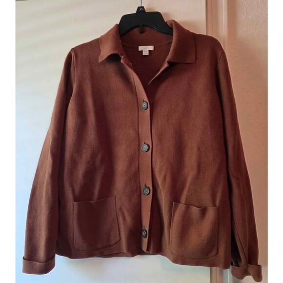 J.Jill Double-Knit Nutmeg Sweater Jacket, PL,Ike New - Picture 2 of 5